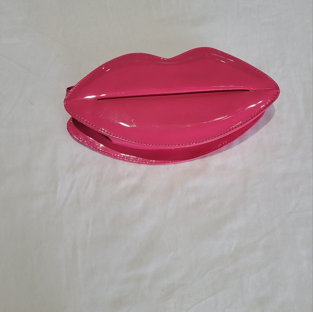 Hot Lips Clutch Mini Bag Fuchsia Pink Cosmetic Purse Decor Accessorie Kiss Lip - Picture 3 of 6